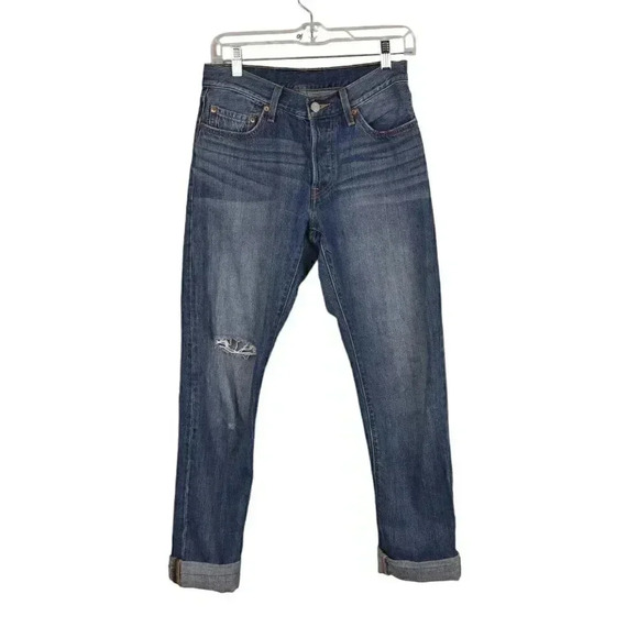 Levi's 501 Jeans Button Fly Relaxed Rolled Blue  Medium Wash Size 26 - Picture 4 of 16